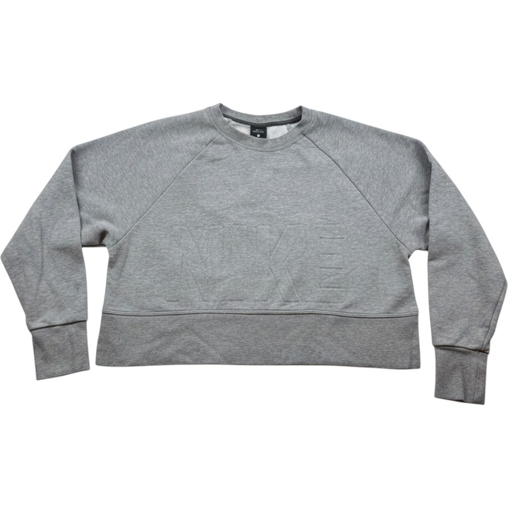 Nike Dri-FIT Womens Cropped Sweatshirt Heather Gray Embossed Logo Size S